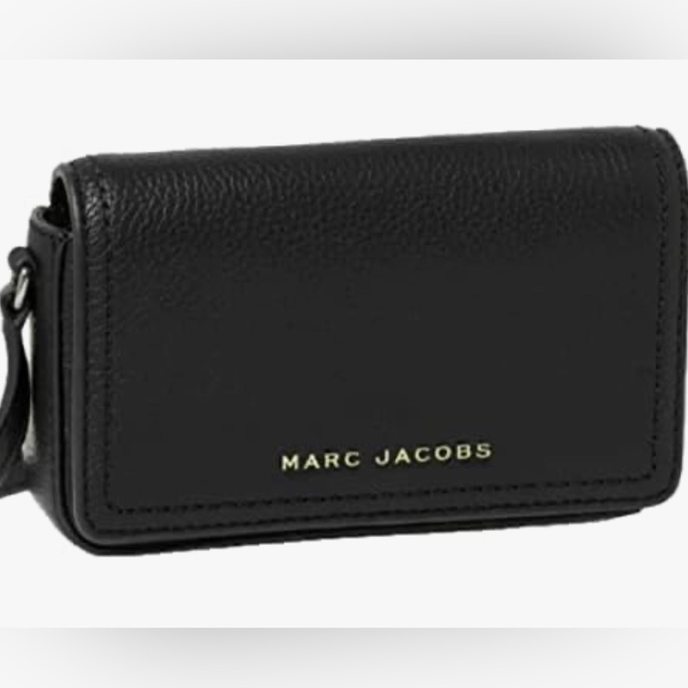 NWT [Marc Jacobs] Authenticated Pebbled Leather Crossbody Handbag, Black w/ Gold - Picture 3 of 15